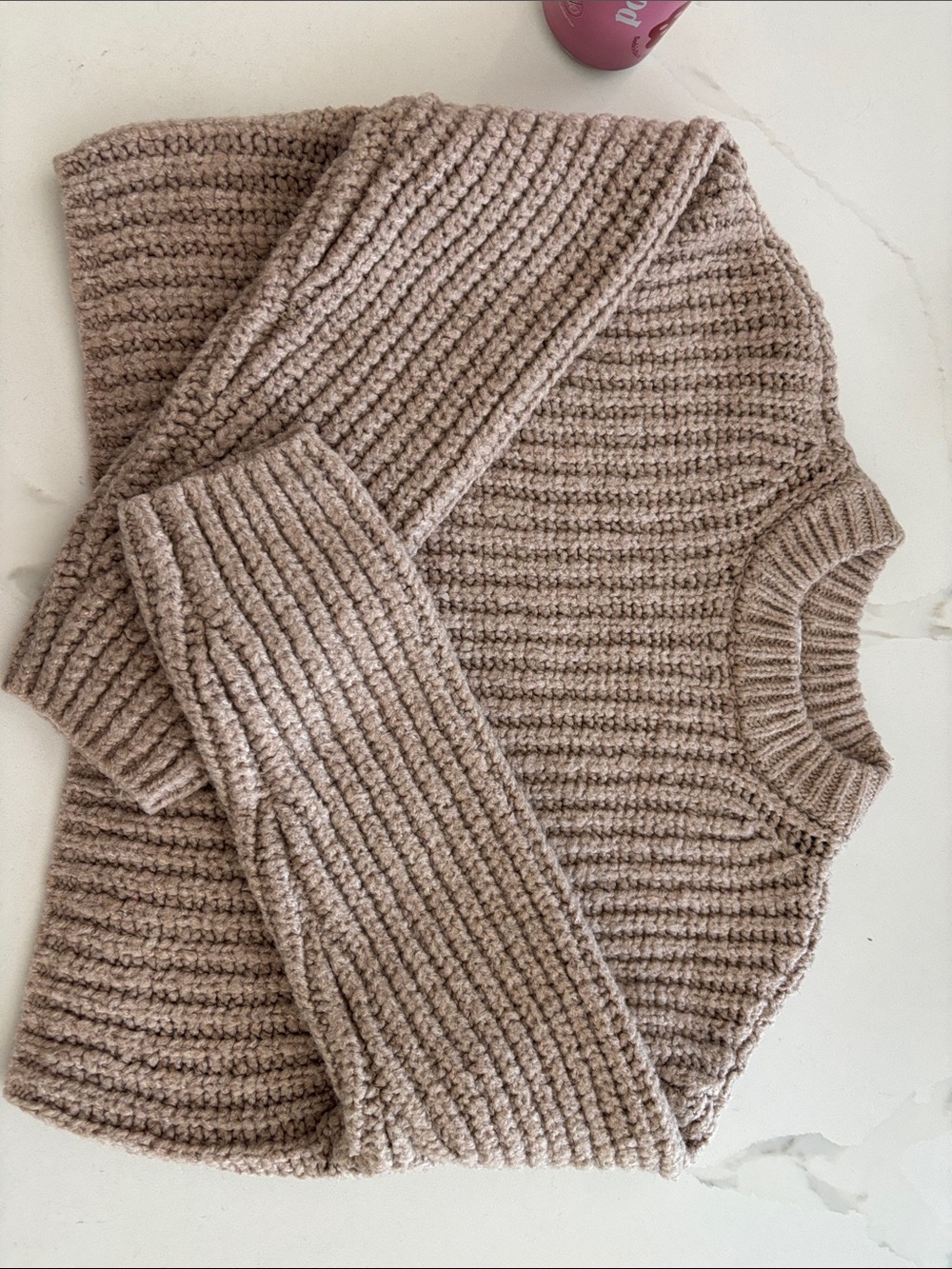Garage Size XS Chunky Tan Cropped Sweater